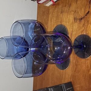 Vintage Blue Wine Glasses Set Of 4